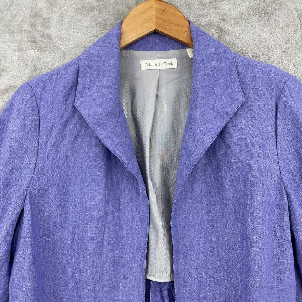Coldwater Creek Purple Linen Blend Open Front Blazer Jacket - Picture 2 of 10